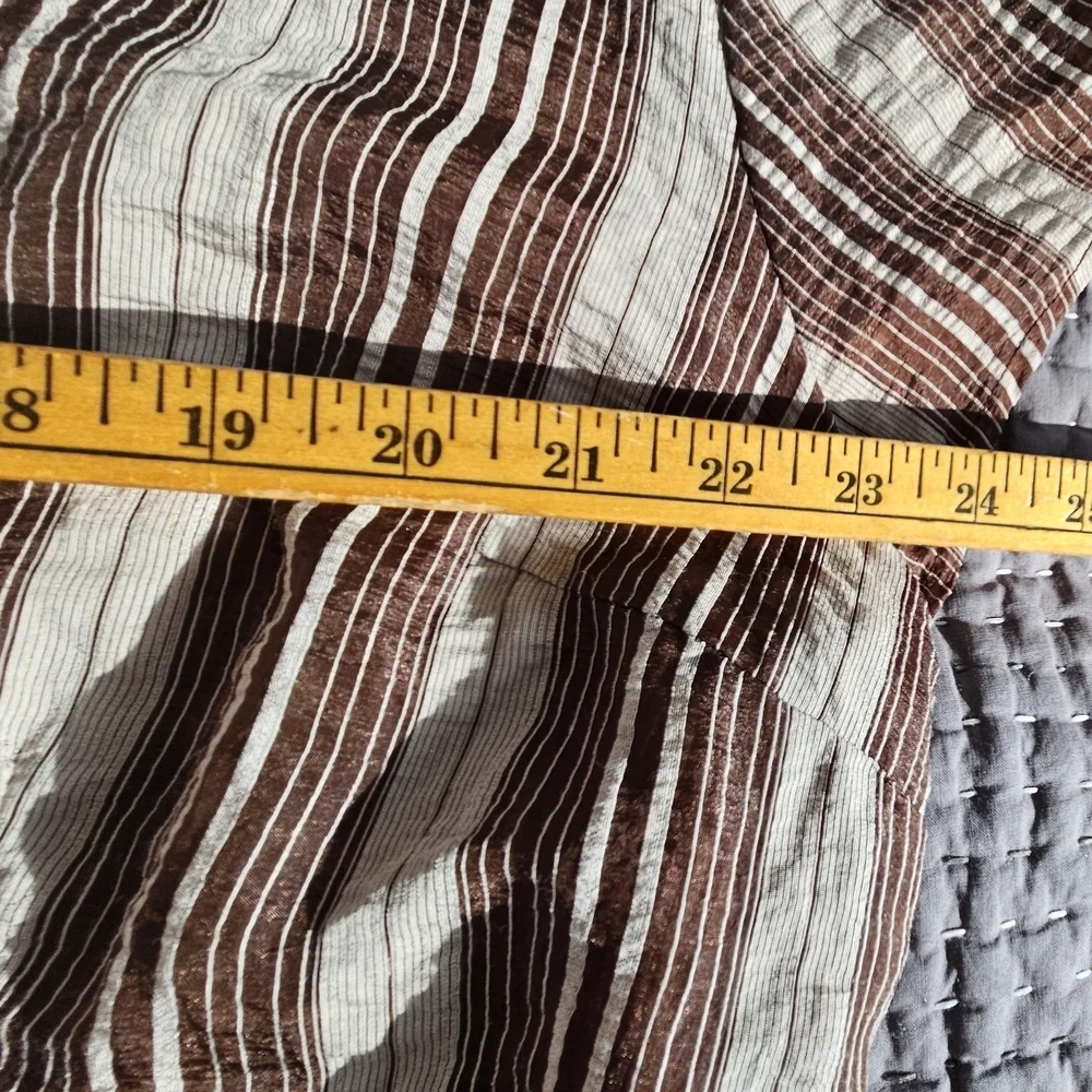 Lane Bryant Linen Striped Brown and White  Tie Sash Top Size 22-24